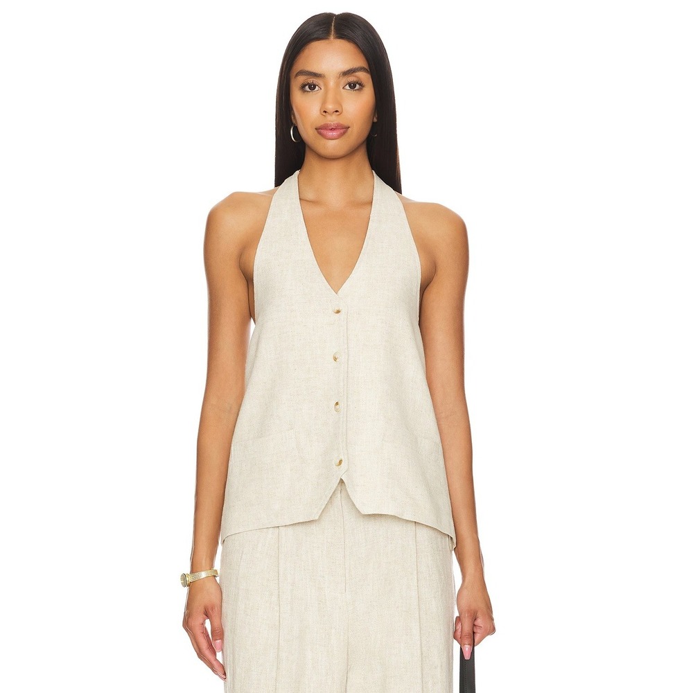 Lioness Hill's Halter Top Small Porcelain White Denim Vest NWT Y2K Longline